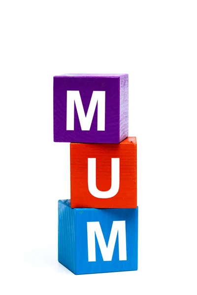 Wooden Toy Cubes Letters Mum — Stock Photo, Image