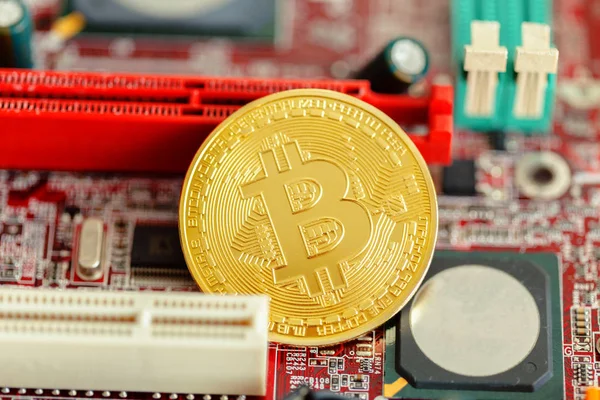 Bitcoin Cryptocurrency Parlak Arka Plan Kavramı Üzerinde — Stok fotoğraf