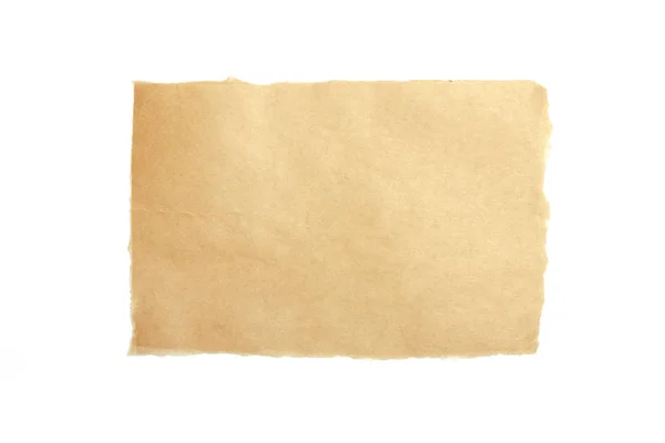 Pezzi Carta Strappati Marrone Sfondo Bianco — Foto Stock