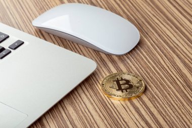 Bitcoin cryptocurrency parlak arka plan, iş kavramı üzerinde