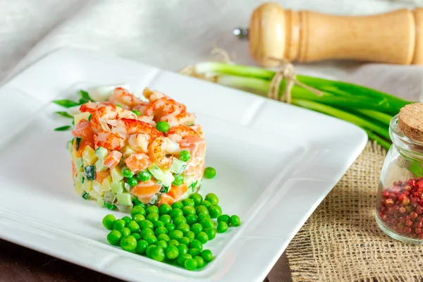 Russian Salad Shrimps — Stock Photo, Image
