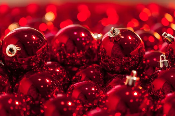 Red Christmas Balls Detail View — Stok fotoğraf