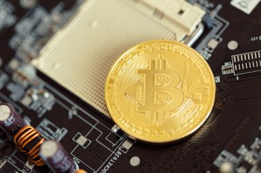Bitcoin cryptocurrency parlak arka plan, iş kavramı üzerinde
