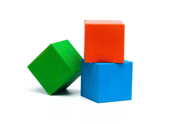 Кольорові Дитячі Кубики Ізольовані Білому Ізольованому Фоні — стокове фото