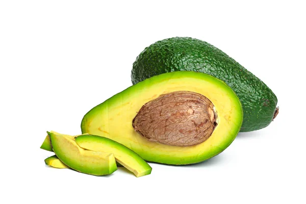 Verse Rijpe Avocado Geïsoleerd Een Witte Achtergrond — Stockfoto