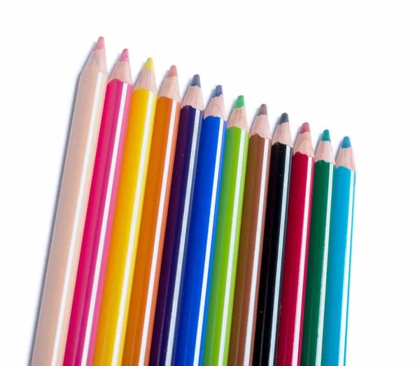 Crayons Couleur Isolés Sur Fond Blanc — Photo