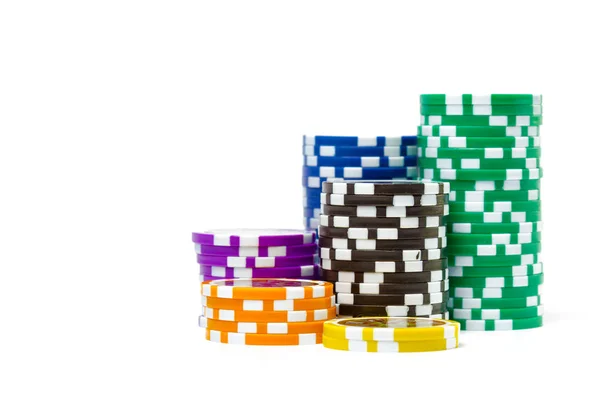 Stacks Poker Chips Isolated White Background — Stock Photo, Image