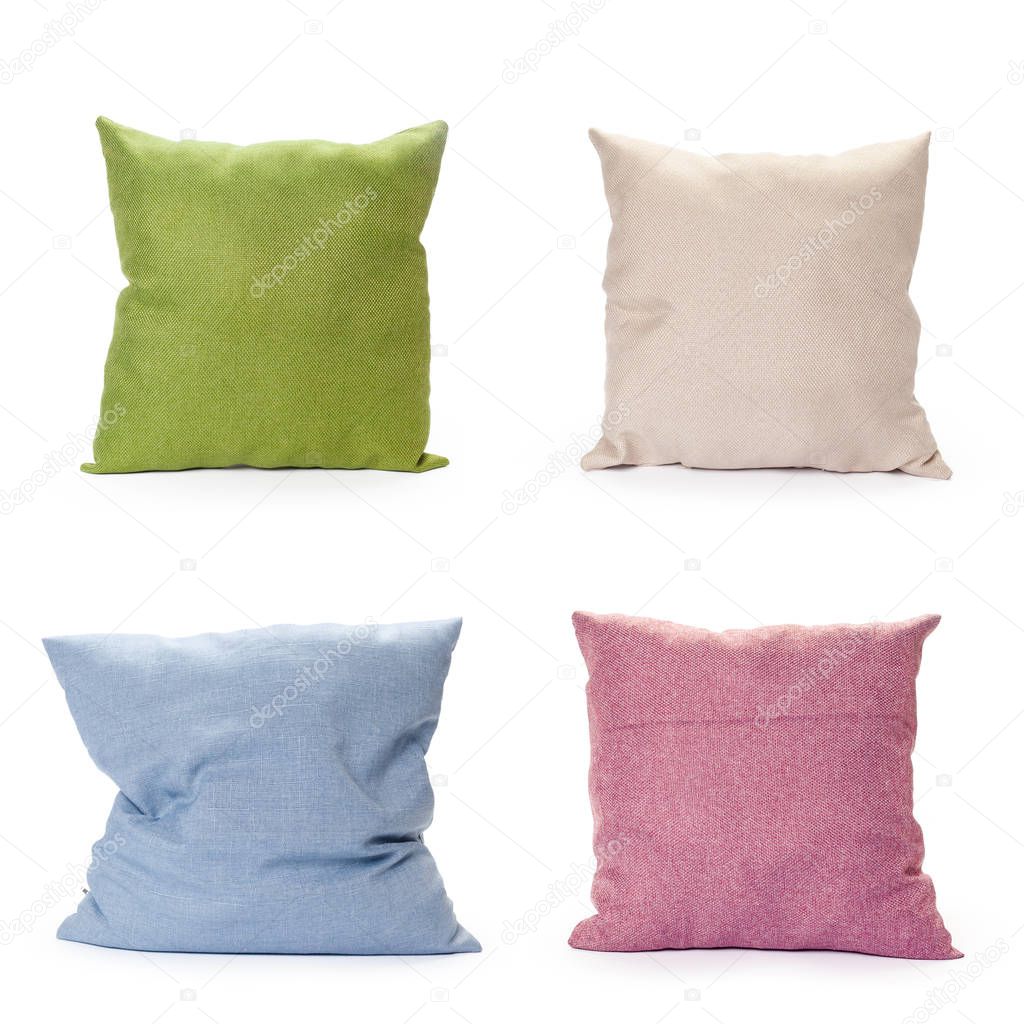 Detail view of pillows on white background