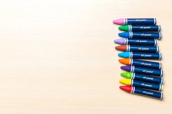 Material Escolar Sobre Fondo Madera — Foto de Stock