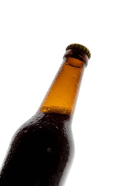 Fles Bier Witte Achtergrond — Stockfoto