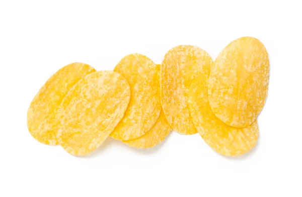 Gelbe Kartoffelchips Isoliert Auf Weiß — Stockfoto