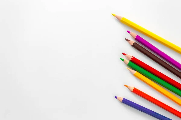 Lápis Coloridos Isolados Branco — Fotografia de Stock