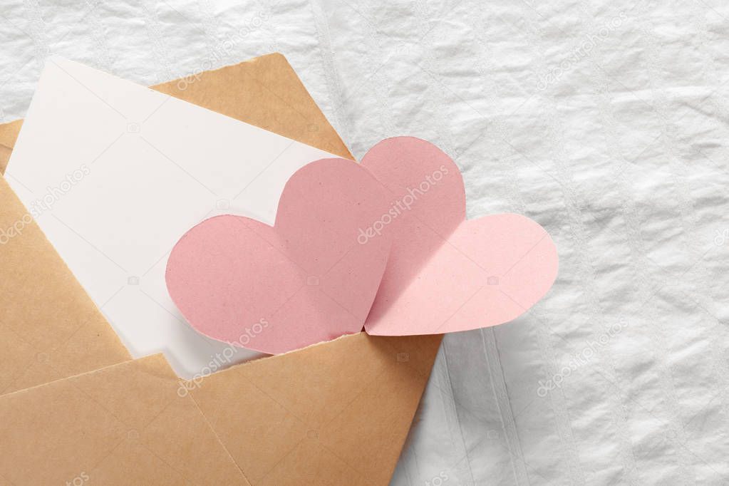 Love Letter with heart on white background