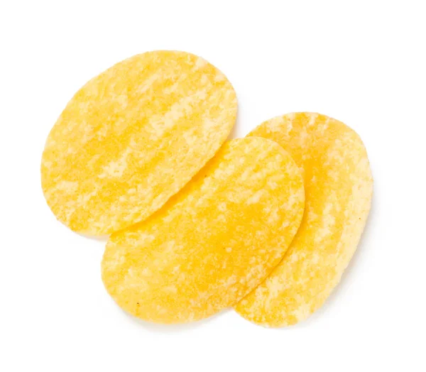 Krispiga Chips Isolerad Vit Bakgrund — Stockfoto