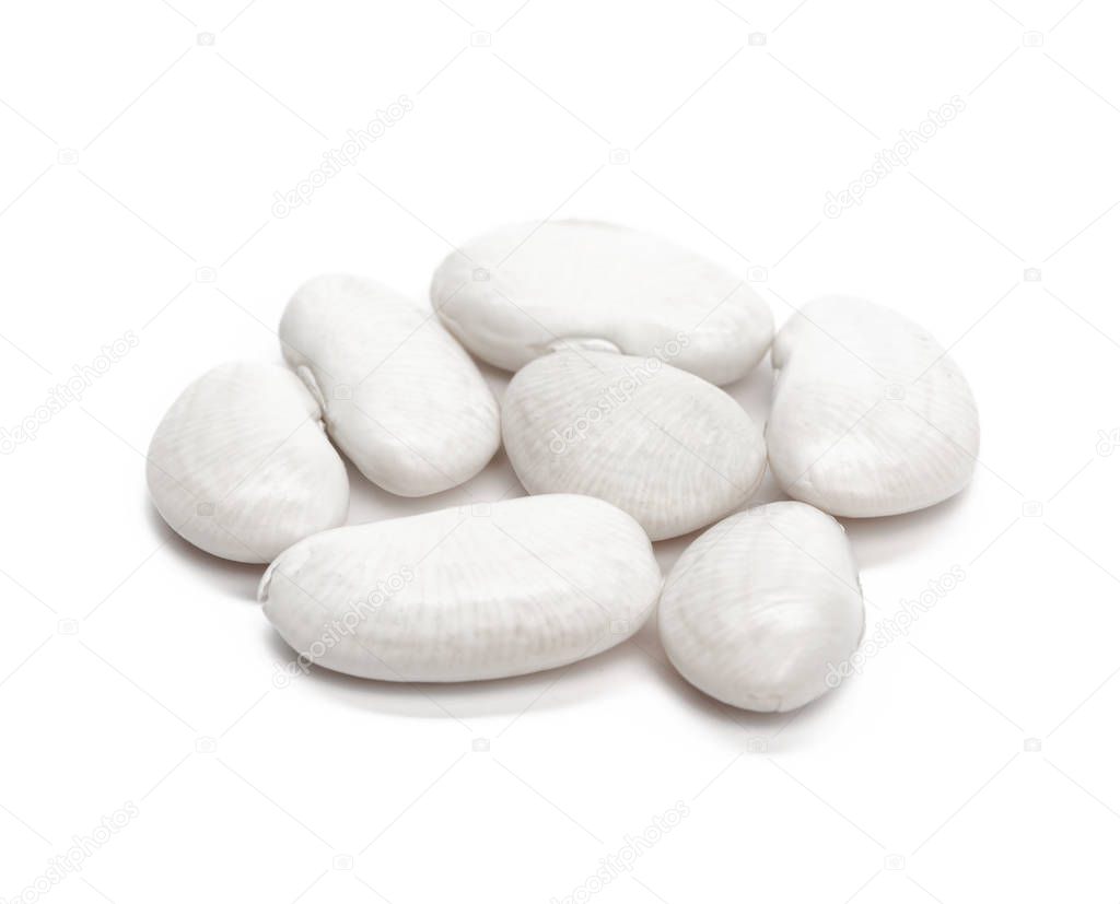 Pile of White beans isolated on white background