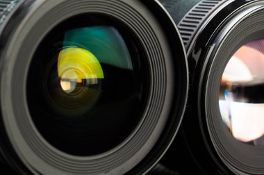 Kamera lens arka plan üzerinde yakın çekim, yakın çekim