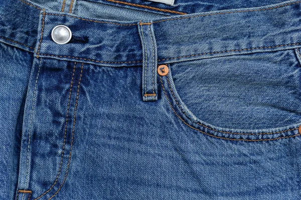 Fechar Vista Tecido Jeans Azul — Fotografia de Stock