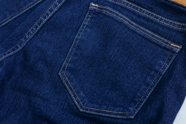 Fechar Vista Tecido Jeans Azul — Fotografia de Stock