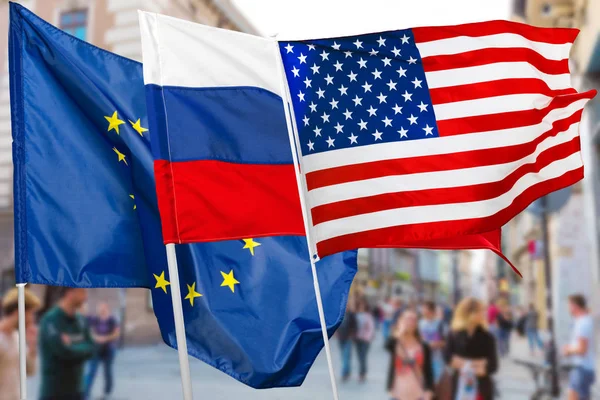 Russia, USA and EU flag