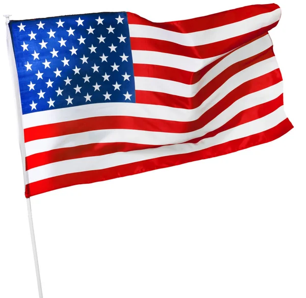 Американський Прапор Ізольований Білому — стокове фото
