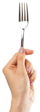 beyaz zemin üzerine çatal ile el