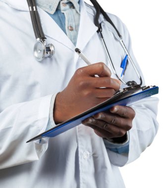 Doktor flip üzerinde beyaz izole grafik ile