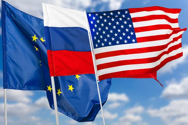 Russia, USA and EU flag