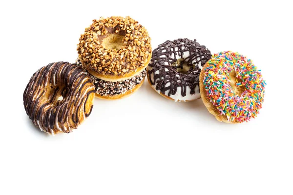 Varios Donuts Aislados Sobre Fondo Blanco — Foto de Stock