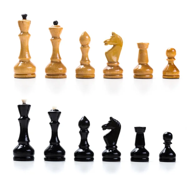 Dřevěné Šachy Řádcích Samostatný — Stock fotografie
