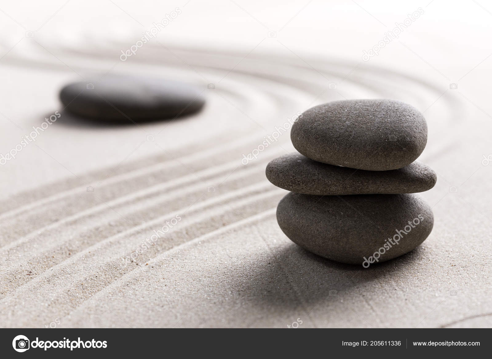 Zen Stone Garden Stone Raked Sand Stock Photo Image By C Fotofabrika