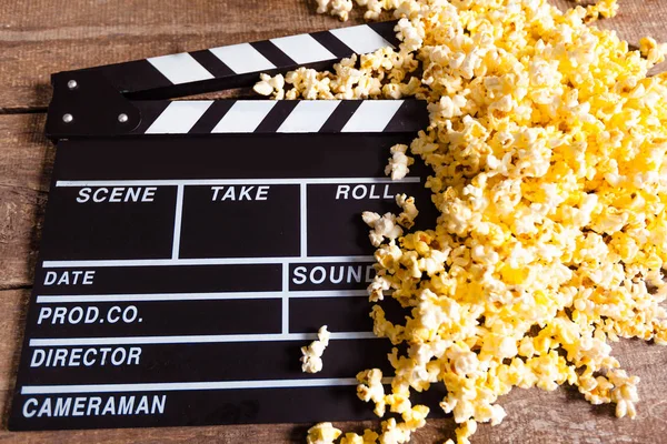 Movie Clapper Board Pop Corn — Stock Photo, Image