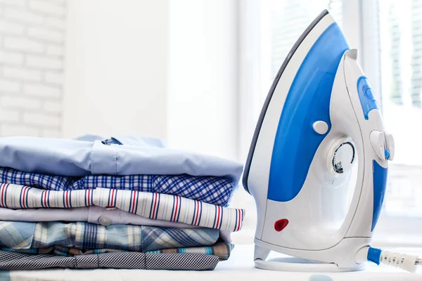 Close View Electric Iron Shirts — Stock Photo, Image