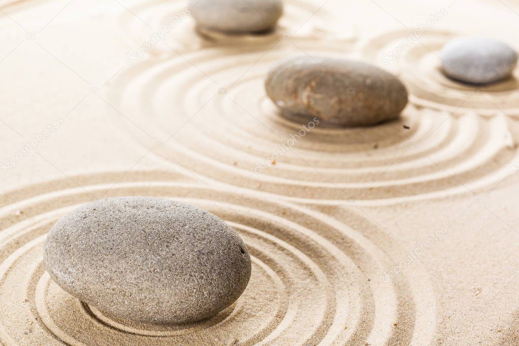 Garden Zen stones on sand