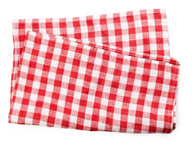 beyaz izole kırmızı katlanmış masa örtüsü