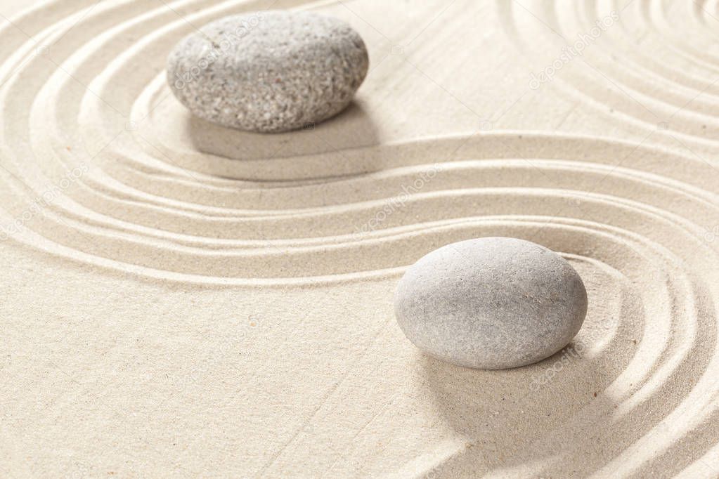 Garden Zen stones on sand