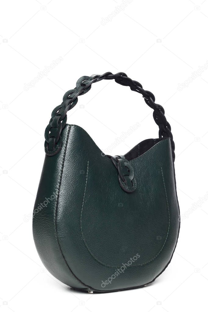 Leather female handbag isolated on white background