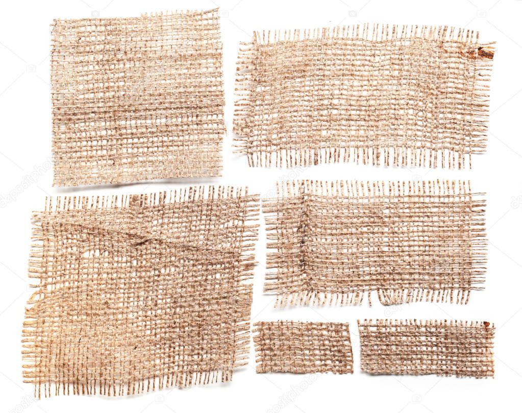 Sackcloth materials isolated on white background 