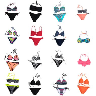 Beyaz arka plan üzerinde izole renkli mayolar