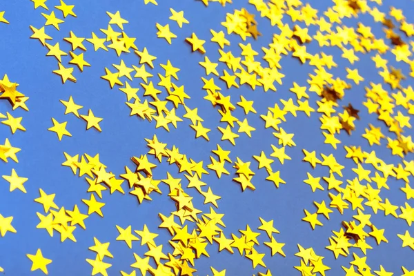 Golden Stars Confetti Close — Stock Photo, Image