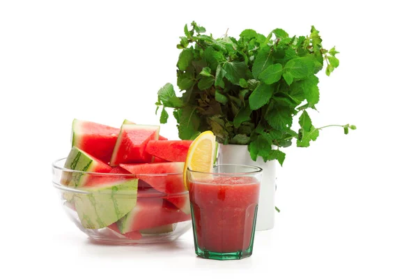 Watermeloen Drinken Glazen Met Segment — Stockfoto