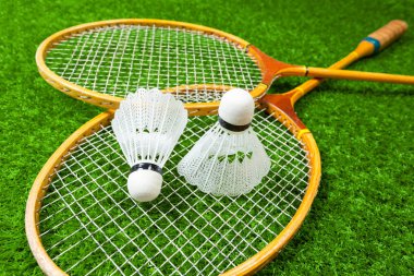Badminton çim üzerinde görünümü kapatın