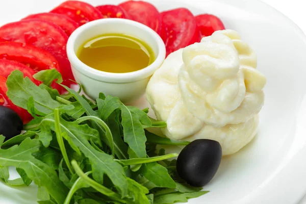 Mozzarella Rajčaty Bazalkou — Stock fotografie