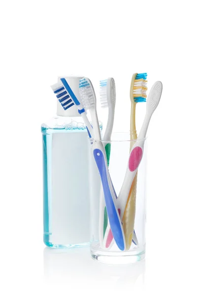 Escovas Dentes Isoladas Fundo Branco — Fotografia de Stock