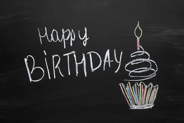 Happy Birthday Text Chalkboard — Stock Photo, Image