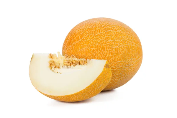 Geschnittene Melone Isoliert Auf Weißem Hintergrund — Stockfoto
