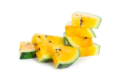 Beyaz arkaplanda sarı karpuz