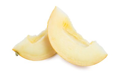 Dilimlenmiş kavun beyaz arkaplanda izole edilmiş