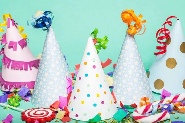 Party items on color background