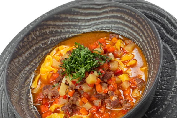 Placa Sopa Verduras Con Carne — Foto de Stock