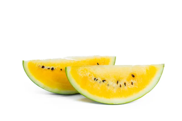 Gul Vattenmelon Vit Bakgrund — Stockfoto